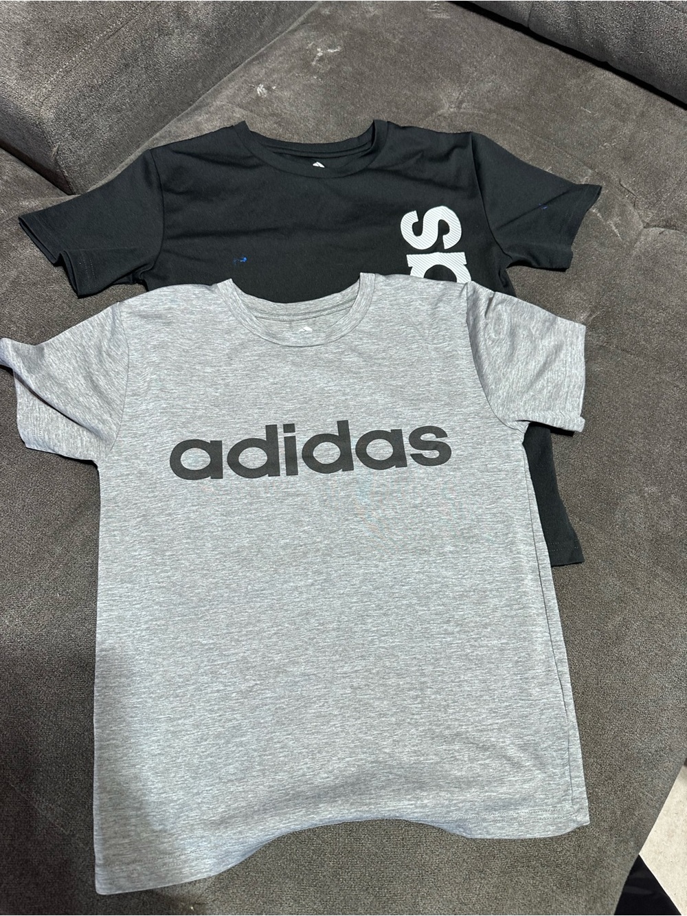 Adidas Boys Logo T-Shirts 2-Pack – Gray/Black – Size S (8), Like New